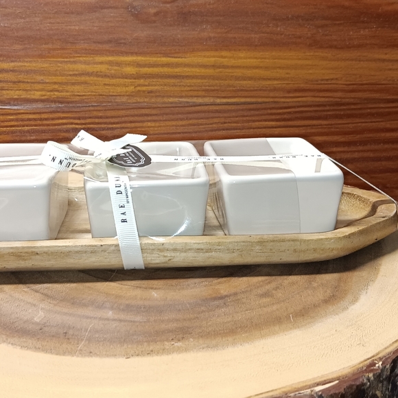 Rae Dunn NOSH EAT SNACK on wooden base - Picture 3 of 3